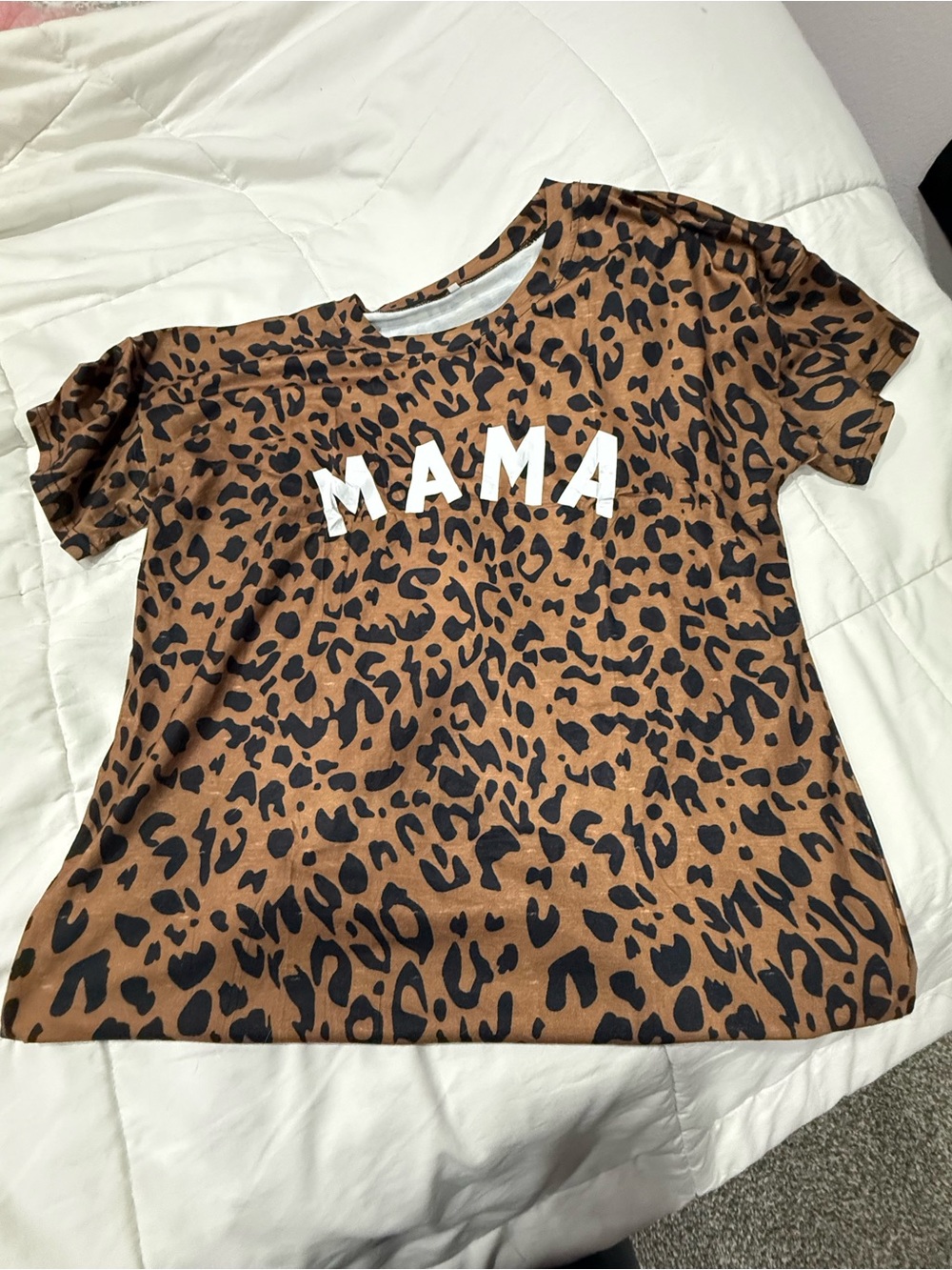 Mama Leopard Print Tee - Brown & Black